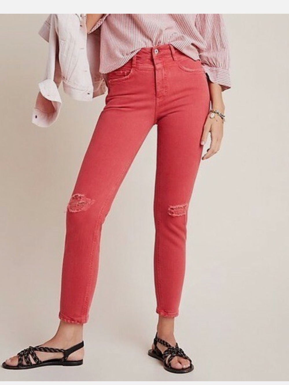 Anthropologie Pilcro high rise slim straight destroyed jeans 26